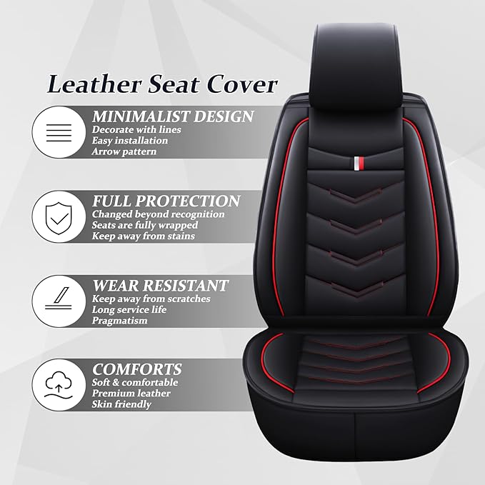 Car Seat Covers 7 Seats for Ford Explorer 2000-2025, Waterproof Durable Compatible Airbag, Premium Leather Seat Protector(7 Seats Standard,Black Red)