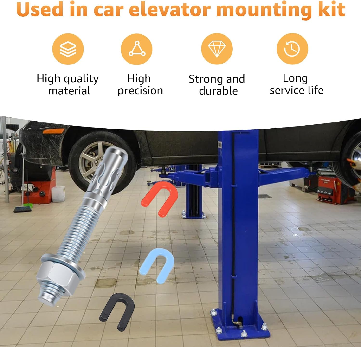 Lift Install Kit, Car Lift Installation Install Kit,(16Pcs 3/4" x 5.5" Wedge Anchor Bolts)