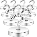 Neosmuk Magnetic Hooks, Cruise Ship Essentials, 120lb+ Heavy Duty Magnetic Hooks for Cruise Cabins, Refrigerator, Grill, Hanging, and Travel | Extra Strong Must-Haves Magnet Hook,Silver, Pack of 10