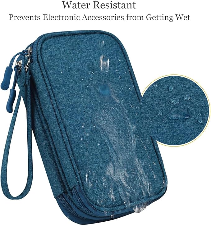 Electronic Organizer Travel Cable Accessories Bag, Waterproof Electronic Organizer Case, Accessories Organizer Bag for Power Bank, Charging Cords, Chargers, USB Cable, Earphones (Dark Green)