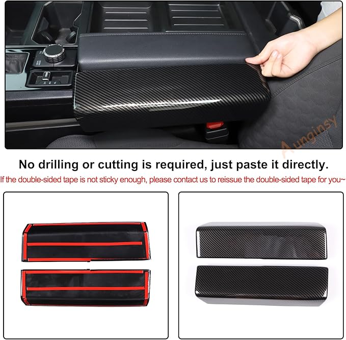 Car Center Console Armrest Protector Cover Compatible with Toyota Tundra 2022+ & Sequoia 2023+, Central Armrest Seat Storage Box Cover Cushion Lid Protector Pad Waterproof Anti-Scratch ABS Accessories