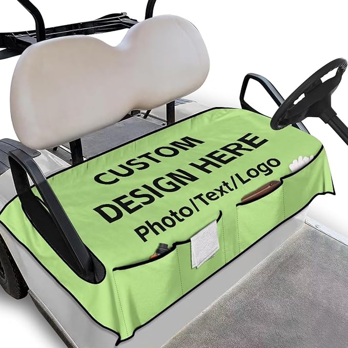 Biyejit Golf Cart Seat Covers with 4 Pockets Golf Cart Seat Towel Blanket Fits 2-Seat Golf Carts, Golf Cart Accessories