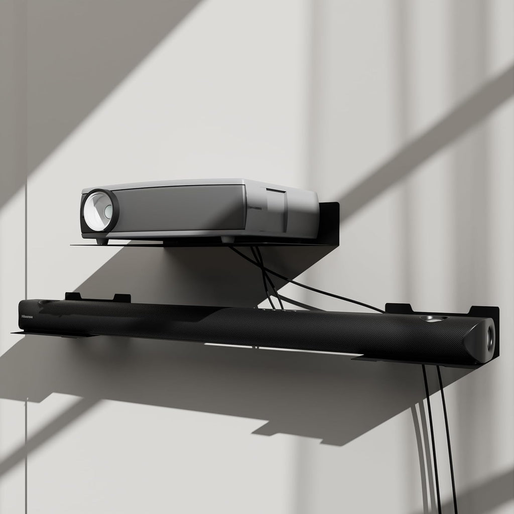 Floating Metal Wall Mount Shelf,Shelf for Projector,TV Cable Box,Router,Speaker,Sound Bar,Camera,Gaming,Decor Display (1, Medium)