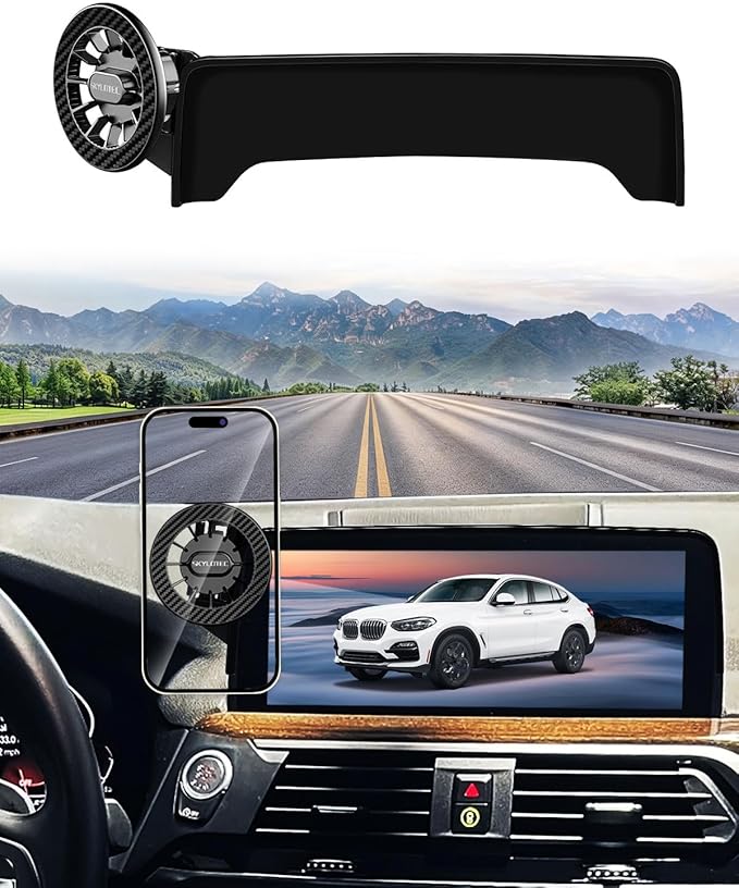 Car Phone Holder for BMW X3 2018-2021/X4 2019-2021 Accessories 10.3/10.25-Inch Screen Fixed Clip, Automobile Cradles Magnetic Phone Mount Compatible with MagSafe, Strong Magnets Cell Phone Base