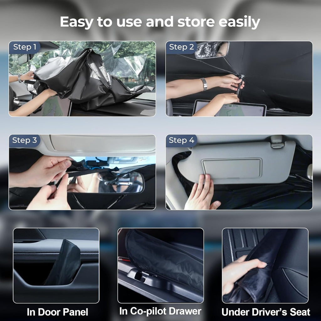 Windshield Sun Shade Umbrella: for Toyota Camry SE XSE LE XLE Hybrid - Front Car Window Shades - Foldable Camry-2018-2023 Sunshades Block UV Keep Cool