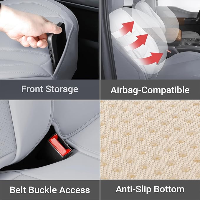 Coverland Custom Fit Car Seat Covers for SUV Compatible with [Lexus RX 300, RX 330, RX 350] Premium Car Seat Cover Water Resistant Leather Non-Slip Interior Protector [Full Set Gray - Size Chart X91]