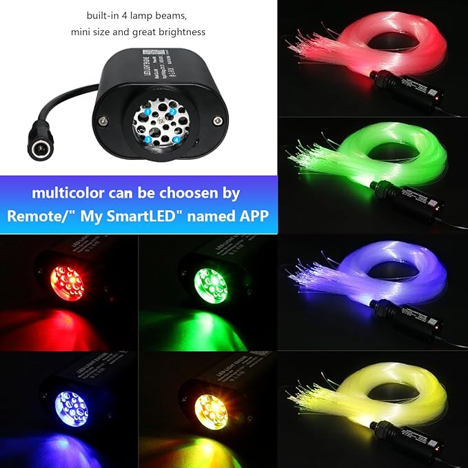 AMKI Mini 6W Twinkle Sound Mode RGBW Light Source Engine Driver Remote/APP Control Starlight Box Motor for Fiber Optic Star Ceiling Light Kit