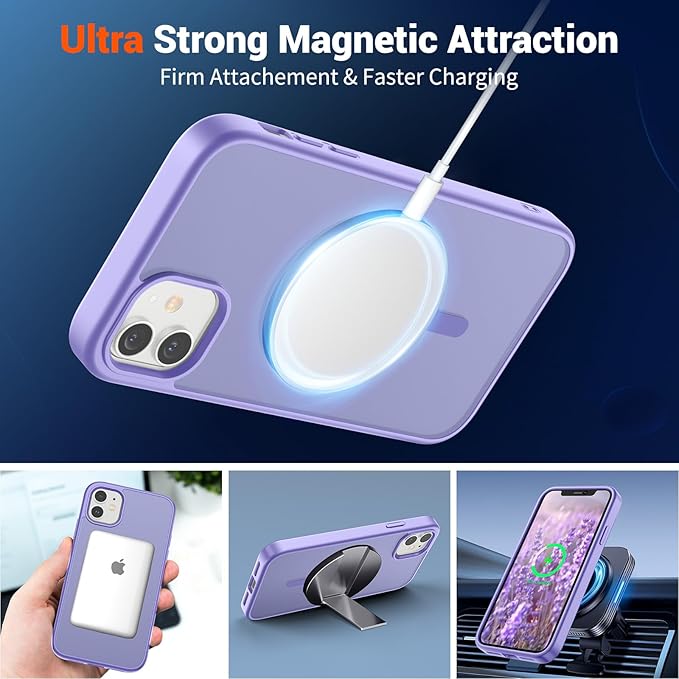 SUPFINE Magnetic for iPhone 11 Phone Case(Compatible with MagSafe)(Military Grade Drop Protection) Slim Translucent Matte Shockproof with Anti-Fingerprint Phone Case,Purple