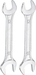 HARFINGTON 2pcs Double Open End Wrench 12mm x 15mm Metric 15 Degree Offset Angle Small Flat Head Wrench Galvanizing Open Ended Spanner for Automotive Repair Furniture Assembly