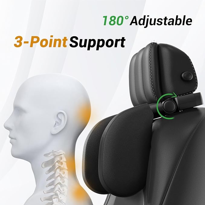 Car Headrest Pillow,Thickened Memory Foam Road Pal Headrest,Neck Support Pillow,180° Adjustable Car Headrest,Travel Car Sleeping,Suitable for Kids and Adults