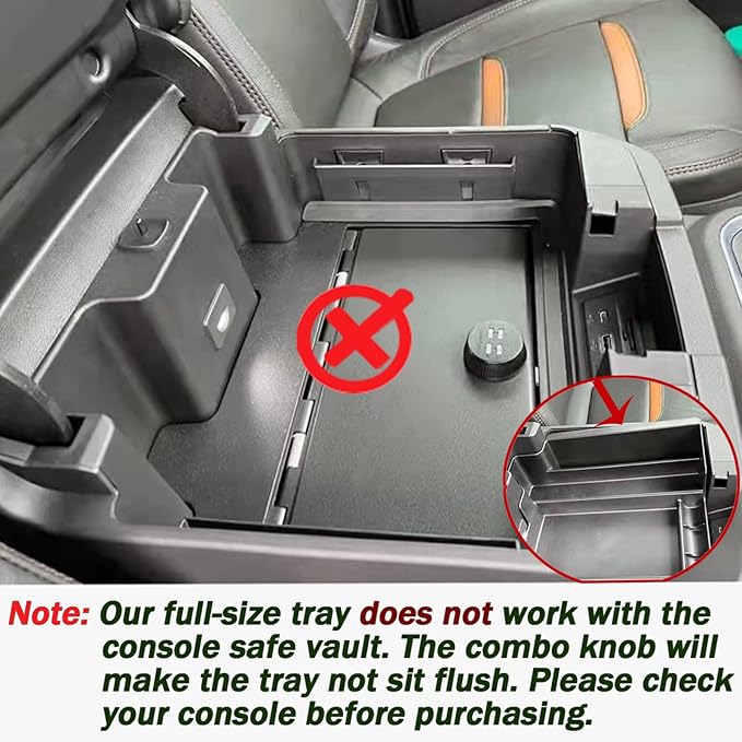 TOPINSTALL Blue Center Console Organizer Compatible with Chevy Silverado/Sierra 1500 2019-2022 and 2020-2023 Silverado/Sierra 2500HD 3500HD, Full-Size Tray (Full Console w/Bucket Seats ONLY)
