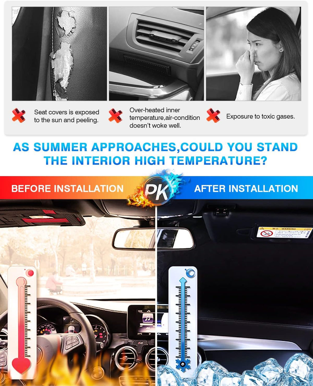 KUST Windshield Sun Shade for Chevrolet Silverado/GMC Sierra 2007-2013 Window Shade Sun Visor Cover Foldable Blocks UV Rays Keep Your Car Cooler
