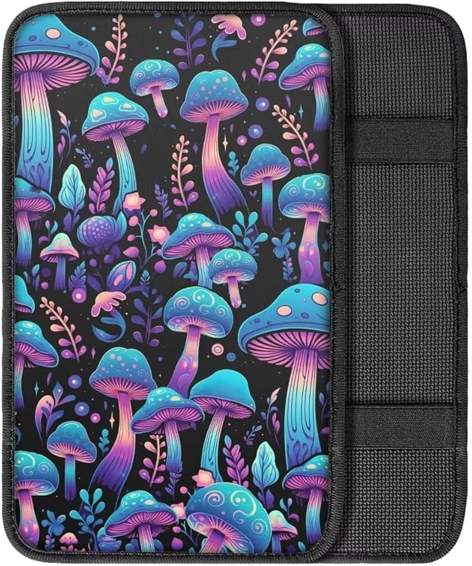 Coldinair Mushroom Car Armrest Cover,Auto Center Console Pad,Soft Seat Box Cover Protector Cushion,Car Accessories Decor for Most Cars,Sedan,Truck,SUV
