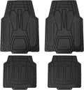 FH Group Heavy-Duty Rubber Floor Mats for Cars, Universal Fit Full Set, Climaproof, Trimmable, Stripe Design, Black - for Most Sedan, SUV, Truck
