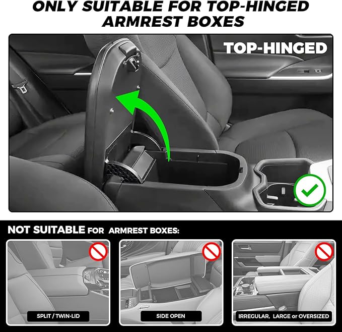 FREESOO Car Center Console Cover, Leather Armrest Cover for Car, Universal Middle Console Cushion with Storage Box, Cup Holder, Tissue Box & Phone Slot, Luxury Waterproof Interior Accessories, Black