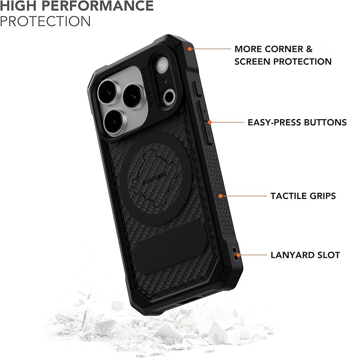 Rokform Rugged Case Compatible with iPhone 17 Pro, Magnetic Cover (Black)