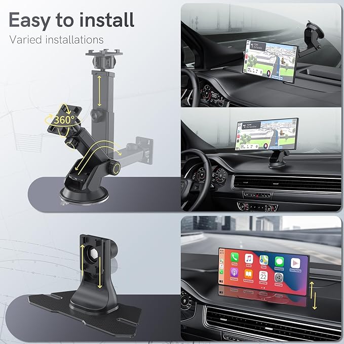 Portable CarPlay Screen for Car,Car Stereo with Apple CarPlay & Android Auto,Incell Touch Screen,4K Dash Cam,1080P Backup Camera,Mirror Link, Voice Control, Bluetooth 5.3,GPS,FM (11.26 Inch)
