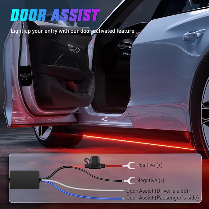 Nilight 8Pcs Aluminum Underglow Neon Accent Strip Lights 396 LEDs RGB Door Assist Multi Color DIY Sound Active Function Music Mode with APP and Remote Control Underbody Light Strips for Car Truck RV