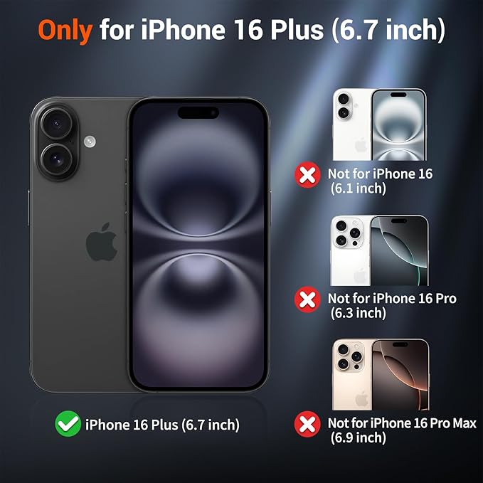 SUPFINE Magnetic for iPhone 16 Plus Case with Screen Protector (Compatible with MagSafe) (Military Grade Drop Protection) Translucent Matte Shockproof Phone Cover,Starry Orange