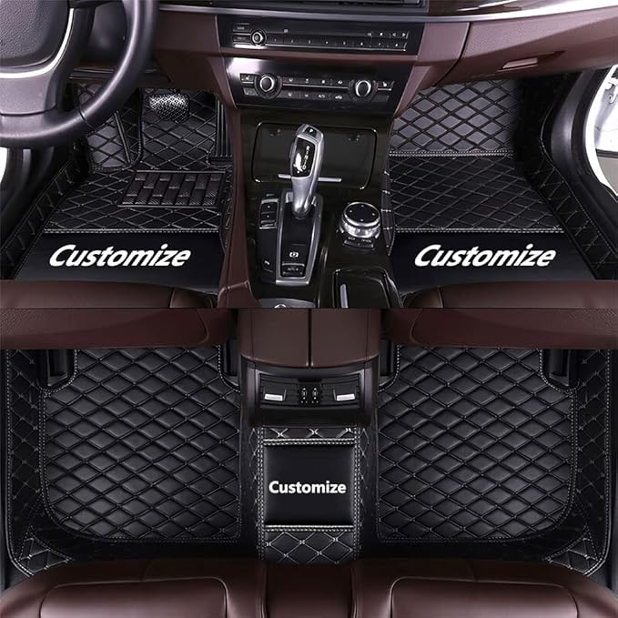 Custom Making Car Floor Mats for 90% Car Model Luxury Leather All Weather Waterproof Anti-Skid Full Coverage Liners (Black)