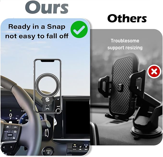 Car Phone Holder for Toyota Camry 2025 2026 Accessories Apply to 12.3 Inch Touch Screen Fixed Clip MagSafe Cell Phone Mount Hands-Free 360° Rotation