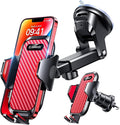 VANMASS Phone Holders for Your Car 2026 Ultimate Phone Mount Military-Grade Windshield Dashboard Vent【Newest Best Strongest】 Cell Phone Car Mount for iPhone 16 Pro Max 15 Samsung Android,Red