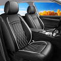 Fit Elantra Car Seat Covers for Hyundai Elantra 2017-2025 2026 - Premium Leather, Waterproof, All-Weather, Airbag Compatible, Anti-Slip, Breathable, Seat Protectors, Full Set, Whiteline