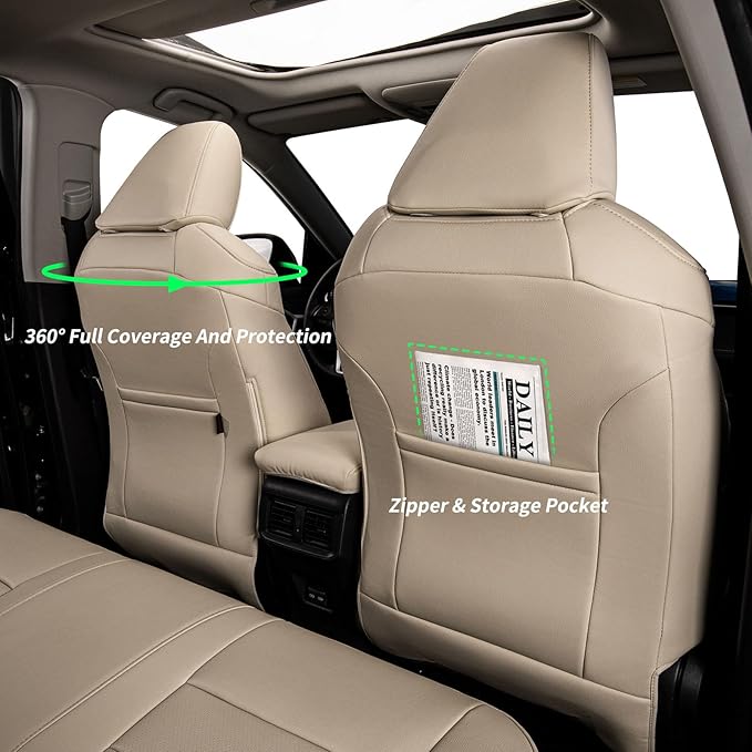 coverdream 2026 Rav4 Seat Covers Custom Fit for 2026 Toyota Rav4 Hybrid (SE,XSE) & PHEV GR Sport SUV,Full Set Luxury Waterproof Leather Car Seat Protector