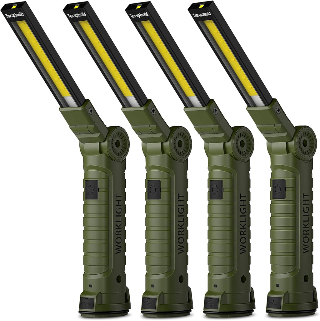 Coquimbo Tool Gifts for Men, Rechargeable LED Work Lights Grill Light with Magnetic Base 5 Modes 360° Rotate Mens Birthday Gifts for Dad Husband Grandpa Boyfriend (4 Pack Green)