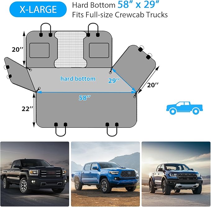 URPOWER 2026 Upgraded Back Seat Extender for Dogs - Large Hard Bottom Dog Car Seat Cover Holds 550lbs, Waterproof Dog Hammock Pet Bed with High-Density Foam Non-Slip Backseat Protector