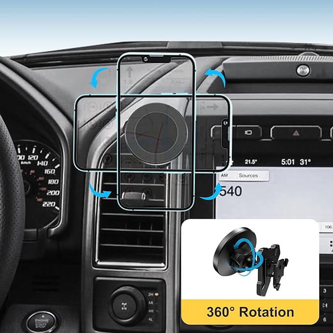 Surfcabin CNC Vent Phone Holder, Magnetic Car Air Vent Phone Holder Cradles Mount Compatible with F150 2015-2020 & Super Duty F250 F350 F450 2017-2021 Universal Bracket Stand for iPhone & Android
