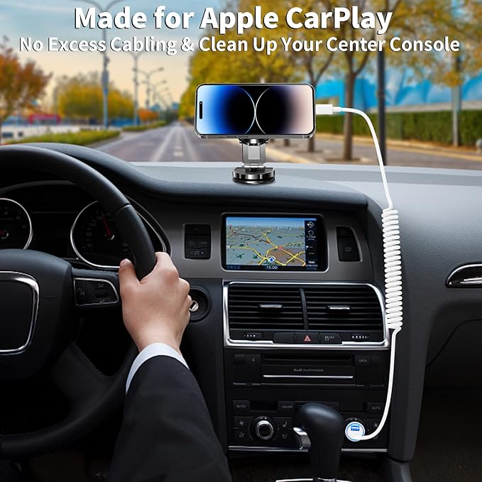 [Apple MFi Certified] iPhone Fast Car Charger, Caiinei 4.8A Dual USB Power Car Charger Fast Charging Cigarette Lighter+6FT Coiled Lightning Cable for iPhone 14 13 12 11 Pro Max XS Mini XR X 8 SE iPad