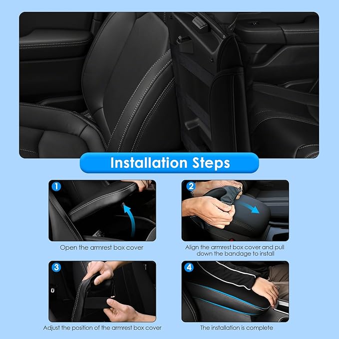 2018-2025 2026 XC60 Center Console Cover for Volvo XC60 (Core/Plus/Ultimate/Ultra/Black Edition/Momentum/R-Design/Inscription),Waterproof&Comfy Leather Cushion 2023 2024 2025 XC60 Armrest Cover