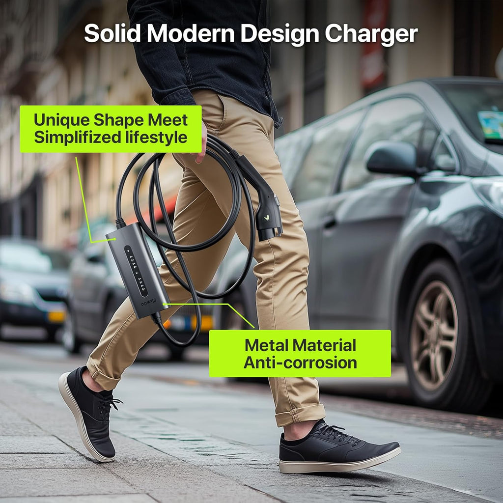 Level 2 EV Charger 40A J1772 Connector 9.6KW Electric Car Charger 240V with 14-50 Plug 25 FT Cable 15-40 Amps Adjustable Current Mobile Vehicle Charging Station for All EVs