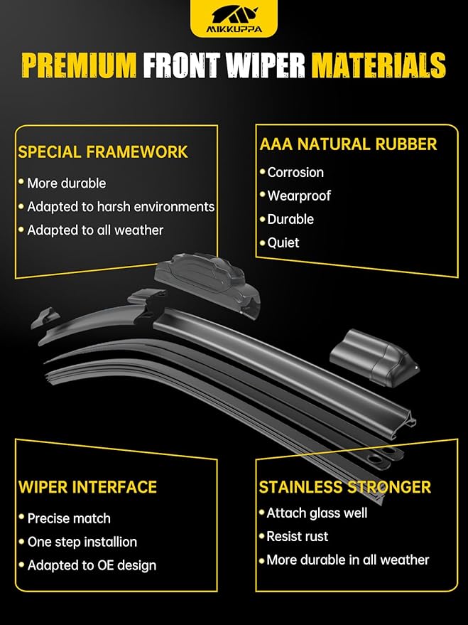 MIKKUPPA 26"/24"/11"/14" Windshield Wiper Blades Replacement for 2016-2023 Honda Pilot - Original Factory Quality Front and Rear Wipers Blade Set for My Car - (Pack of 4) U/J Hook