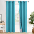 XWZO 100% Blackout Curtains 84 Inches Long with Tiebacks- Narrow Wide Heat Blocking and Soundproof Curtain Panels with Grommets for Basement/Bedroom, Turquoise, W38 x L84, Set of 2