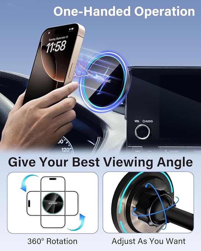 Phone Mount for BMW X5 2014-2018 / X6 2015-2019 Accessories 10.2-Inch Screen Fixed Clip, Car Magnetic Phone Holder Compatible with MagSafe, Strong Magnets 15W Wireless Charger Cell Phone Base