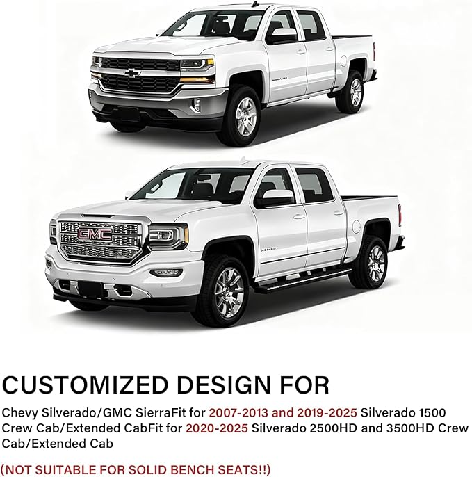 Coverado Car Seat Covers Full Set Faux Leather-Custom Fit Chevy Silverado/GMC Sierra (2007-2013 & 2019-2026 1500, 2020-2026 2500HD/3500HD) Compatible with Crew/Double/Extended Cab (Red)