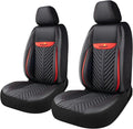 PU Leather Car Seat Covers Front Set – Waterproof seat Cover for Cars，3D Foam Support Automotive seat Covers ，Airbag Compatible, Universal Fit for Cars SUVs Trucks Sedans（Black/Red）