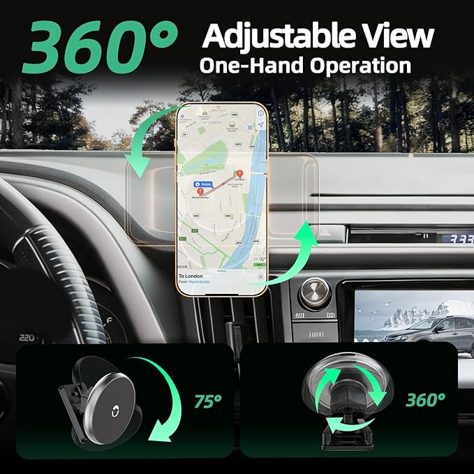 Phone Mount for Toyota RAV4 (2013-2018), 15W Wireless Car Charger, Magnetic Phone Holder, Dashboard Hands Free Mobile Holder, 360° Adjustable, 2014 2015 2016 2017 Rav4 Interior Accessories
