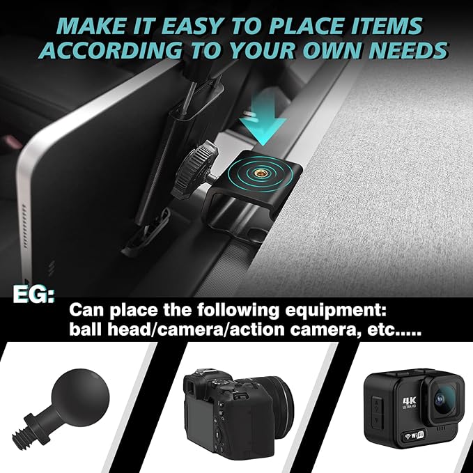 BestEvMod Dashboard Car 1/4 Screw Mount Phone Holder Tablet Mag Safe Compatible with Refreshed Tesla Model Y Juniper Model 3 Highland fits for All Phones & Android 360° Adjustable (Tablet Holder)