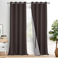 XWZO Complete Blackout Shades Window Curtain Panels with Tiebacks- Noise Reduction and Light Blocking Grommet Curtains with Black Liner for Studio, Living Room, Brown, W52 x L95, Set of 2 Panels