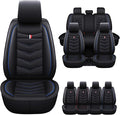Car Seat Cover for Ford Explorer 2000-2025, Waterproof Durable Compatible Airbag, Premium Leather Seat Protector(5 Seats Standard,Black Blue)