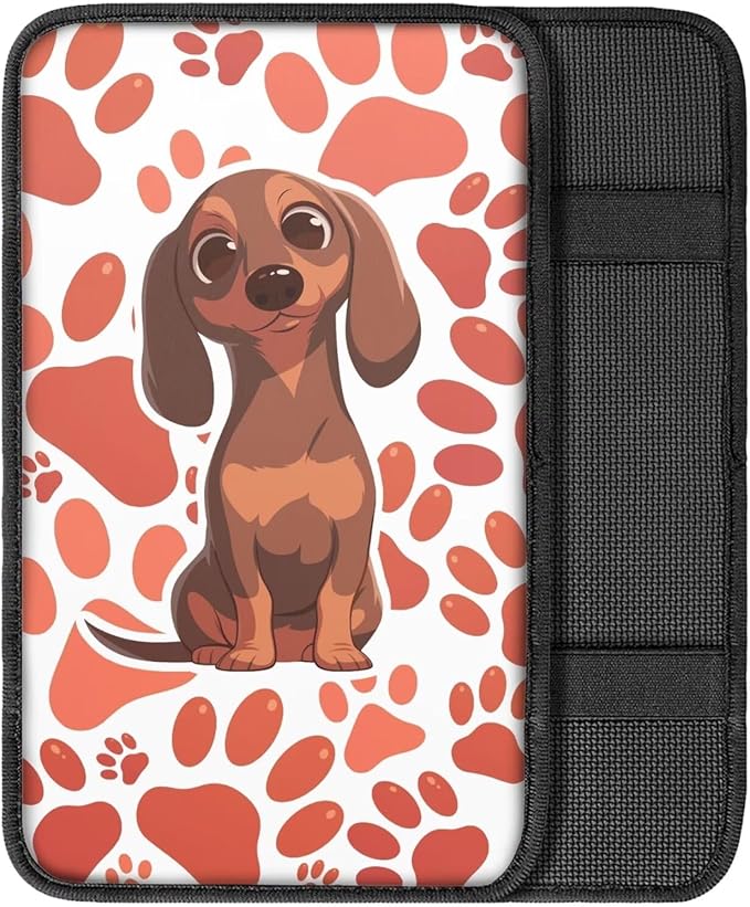 UNICEU Dachshund Dog Car Center Console Pad Automotive Interior Set Dog Paw Auto Armrest Seat Box Cover, Soft Arm Rest Protector Cushion Pad Easy to Install Dog Paw Car Accessories