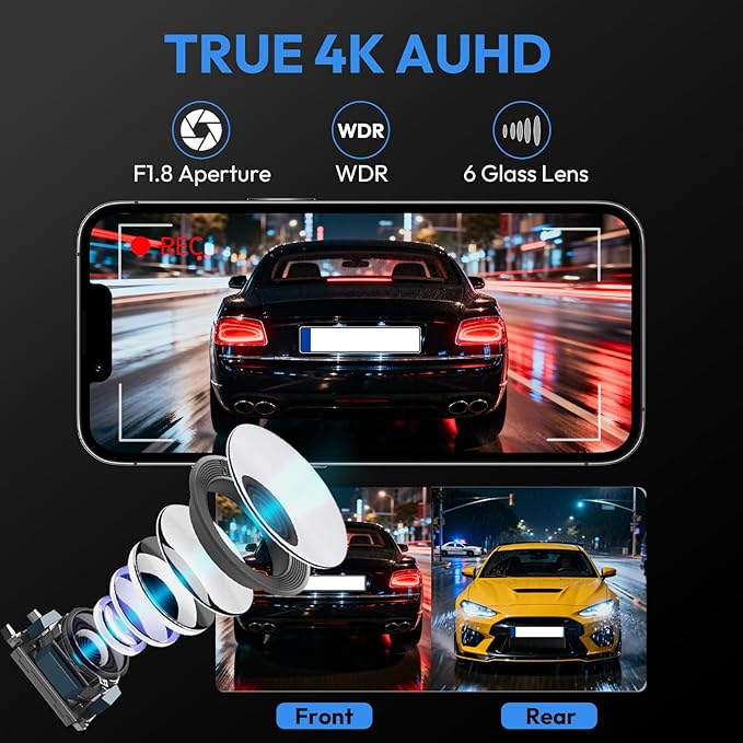 4K &1080P Dash Cam for 2024 2025 2026 Toyota Grand Highlander XLE Limited Platinum (AS10),OEM-Style, UHD 2160P Video,Built-in WiFi & APP,Loop-Recording,G-Sensor,Plug & Play,128GB Card