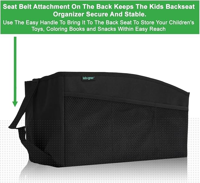 Lebogner Luxury Car Organizer - Front Seat & Backseat Organizer, 4 Inside, 6 Outside Pockets, Easy Fold Design