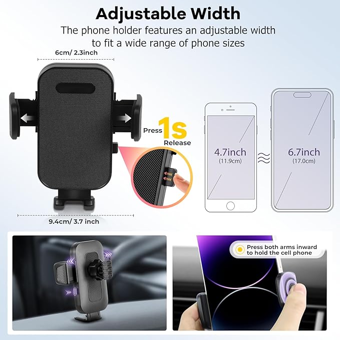 Car Phone Holder Fit for Toyota Grand Highlander 2024 w/Dash Tray Storge Box Organizer-Cell Phone Mount for Grand Highlander Accessories 12.3 inch Touch Screen 360 Degree Rotation