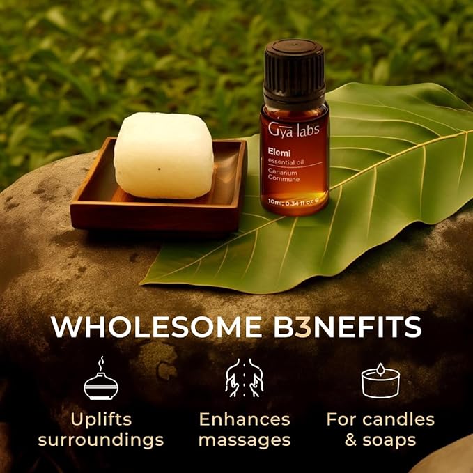 100% Pure Elemi Essential Oil - 0.34 Fl Oz - Elemi Oil for Hair, Skin, Diffuser, Aromatherapy & DIY Candle Making Scent
