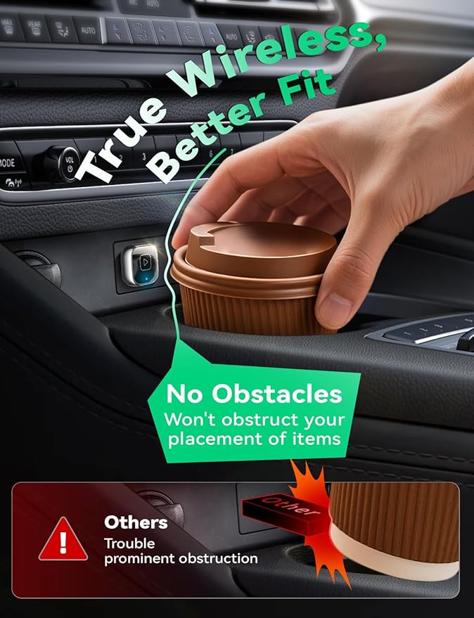 Wireless Carplay & Android Auto Adapter, Metal Design Mini & Stable 2-in-1 Dongle, Convert Vehicle's Wired CarPlay/Android Auto to Wireless, for iOS 10+/Android 11+ & Cars from 2016