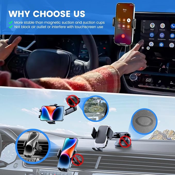 Car Phone Holder Fit for Mazda CX-5 CX5 2021-2025 Accessories 10.25-Inch Screen Fixed Clip, Cell Phone Mount with Dash Organizer Hands-Free 360° Rotation Automobile Cradles
